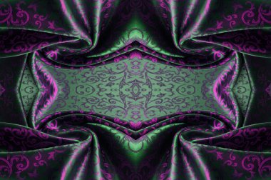 Kusursuz bir doku. İpek kumaş. Pembe-yeşil gözlükler. Projene bu ipek kumaşla su sıçrat. Değişik boyutlardaki desenler çift çizgiler arasında değişmektedir.