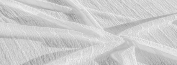 Jedwabna Tkanina Tekstura Białej Pomarszczonej Tkaniny Biała Pomarszczona Falista Struktura — Zdjęcie stockowe