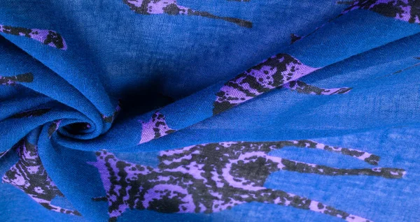 Синя Бавовняна Тканина Принтом Силуету Оленя Сучасний Декор Текстильне Мистецтво — стокове фото