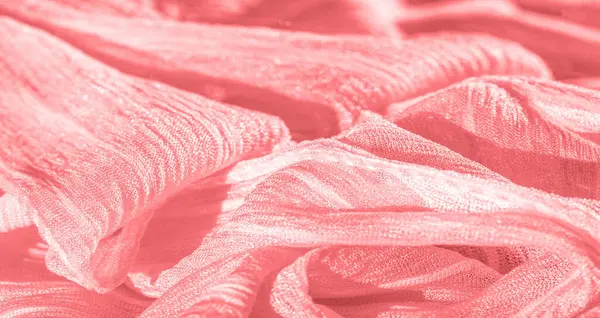 Hedvábná Tkanina Struktura Červené Vrásčité Látky Červená Vrásčitá Vílí Textura — Stock fotografie