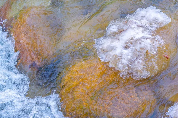 Floden Fryser Till Vintern Min Favorit Vinterflod Tystnaden Skogen Var — Stockfoto