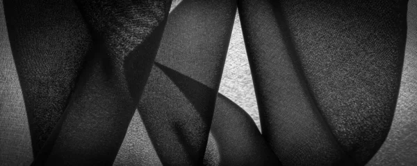 Soie Mousseline Noire Foncée Est Tissu Transparent Doux Avec Une — Photo