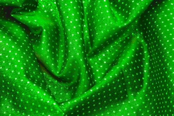 Tissu Avec Éclat Métallique Petits Pois Couleur Verte Soyez Centre — Photo