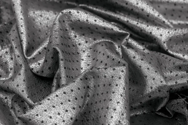有金属光泽的小圆点织物 黑色的 有时候 你只需要添加一个织物 如我们的丝绸 — 图库照片
