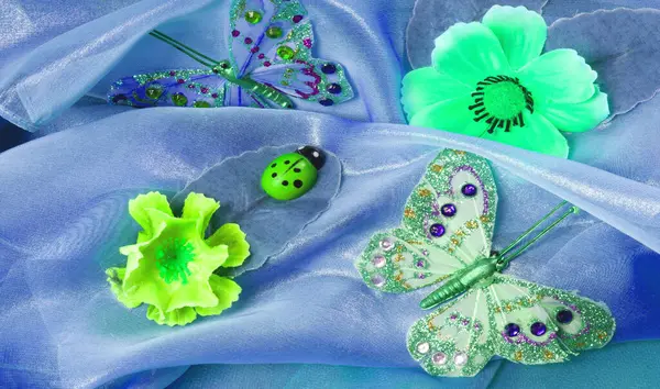 Nahtlos Die Blau Grünen Farben Des Stoffes Sind Mit Flora — Stockfoto
