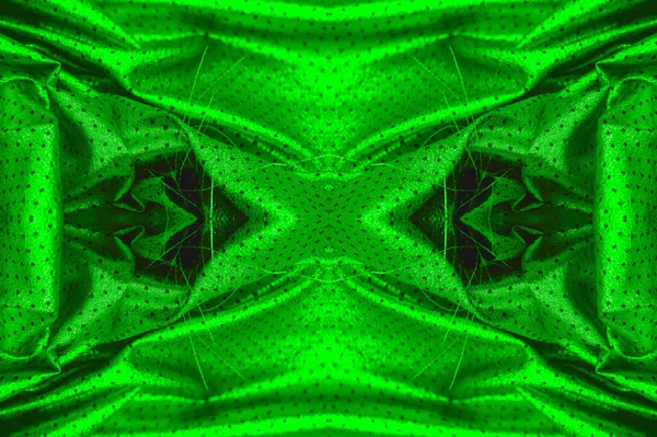Płynnie Tkanina Metalicznym Połyskiem Małych Kropkach Polki Zielony Kolor Poczuj — Zdjęcie stockowe