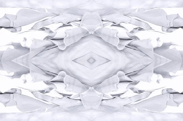 Seamless Kaleidoscope Fabric Silky White Gray Ultra Modern Print Delicate — Stock Photo, Image