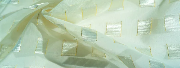 Silk Fabric Square Metal Inserts Platinum Edged Emerald Line Pastel — Stock Photo, Image