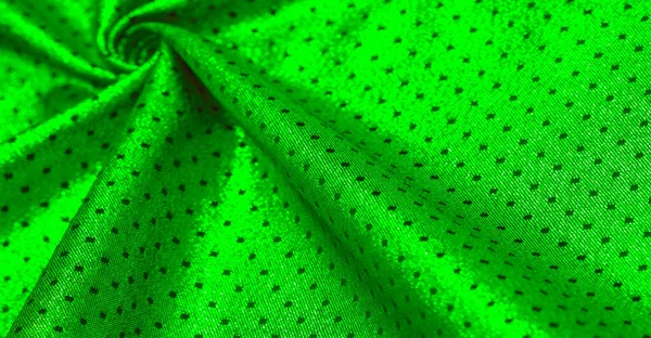 Fabric Metallic Sheen Small Polka Dots Green Color Center Attention — Stock Photo, Image