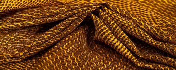 Yellow Brown Silk Fabric Animal Skin African Theme All Projects — Stock Photo, Image