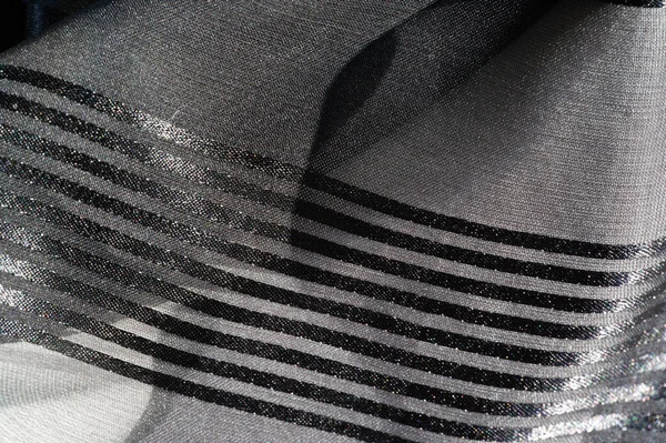 Achtergrond Textuur Patroon Collectie Licht Transparante Zijde Stof Met Strepen — Stockfoto