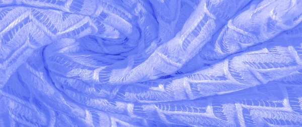 ブルー生地 マルチ層シルクレース 固体色の冬のニットプレミアムショール テクスチャ パターン シルク — ストック写真