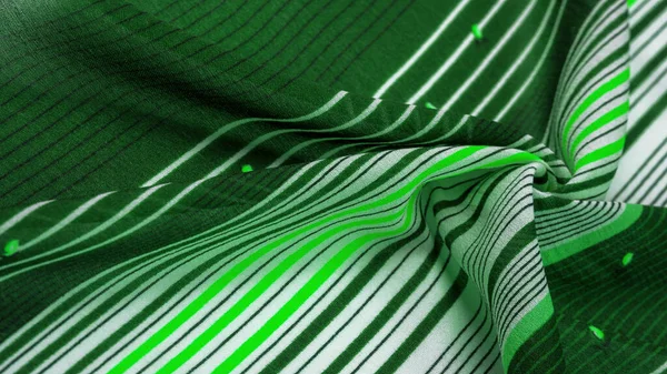 Hedvábná Tkanina Zelené Pozadí Pruhovaným Vzorem Bílých Zelených Čar Španělské — Stock fotografie