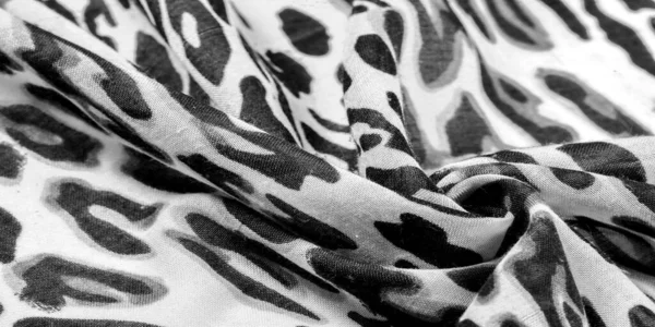Zwart Wit Zijden Stof Luipaardprint Dierenhuid Afrikaans Thema Textuur Achtergrond — Stockfoto