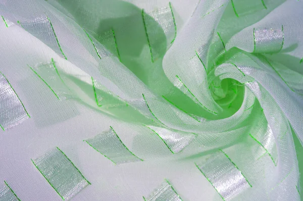 Silk Fabric Square Metal Inserts Platinum Edged Emerald Line Pastel — Stock Photo, Image