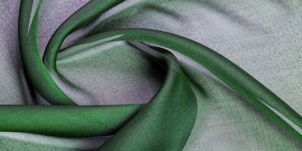 Шелковая Ткань Прозрачная Зеленая Волна Оттенками Бирюзы Фоновая Текстура Рисунок — стоковое фото