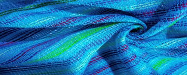 Kumaş mavi-turkuaz çizgili mavi-yeşil çizgiler, çok açık elastik forma, açık renk parıltı. desen arkaplan, desen kartpostal