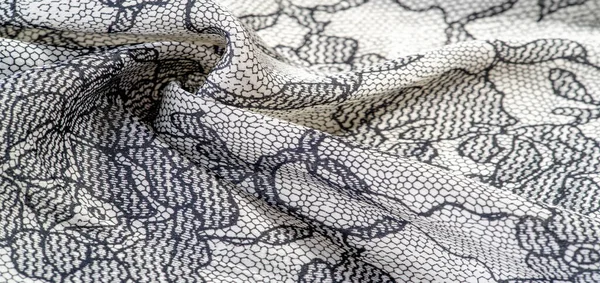 Tekstur Latar Belakang Pola Kain Putih Sutra Dengan Pola Renda — Stok Foto