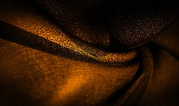 Темна Сепія Коричнево Жовтий Шифонний Шовк Яка Прозора Тканина Невеликою — стокове фото