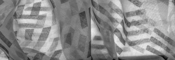 Tessuto Seta Bianca Con Forme Geometriche Nere Rombo Buio Contesto — Foto Stock