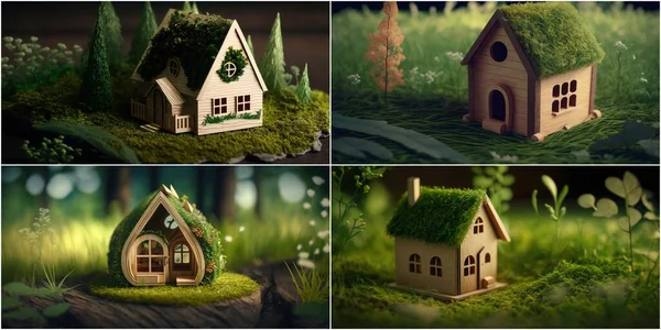 나무로 집에서 친화적 자연에 집에서 최대한의 효율성을 친환경적 미니멀리즘 디자인을 — 스톡 사진