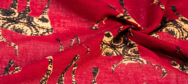 Современный Декор Текстильное Искусство Дизайн Красная Хлопчатобумажная Ткань Оленьим Силуэтом — стоковое фото