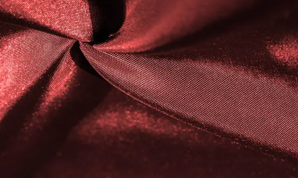 Ruby Red Silk Fabric Metallic Shades Fabric Shiny Red Metallic — Stock Photo, Image