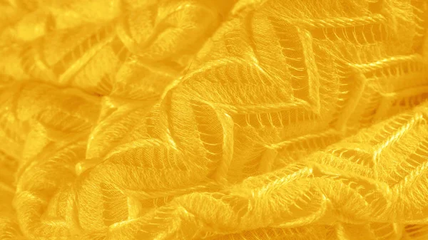 Желтая Ткань Многослойные Шёлковые Кружева Премиум Простая Зимняя Вязаная Шаль — стоковое фото