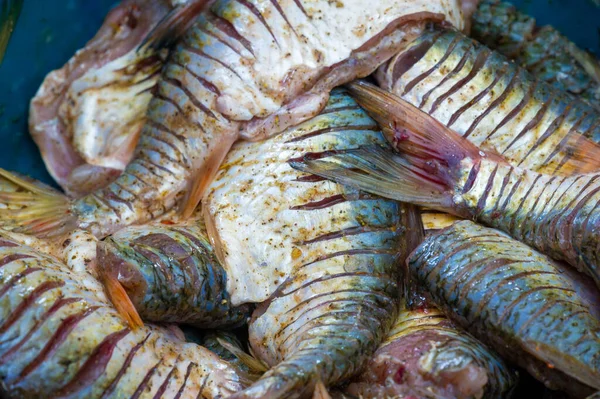 Fish Ready Eat Aquatic Cold Blooded Vertebrates Live Both Sea — Stock Photo, Image