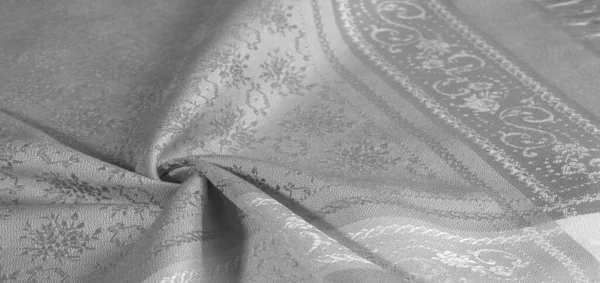 Tessuto Seta Bianco Nero Texture Astratta Sfondo Seta Bianco Nero — Foto Stock