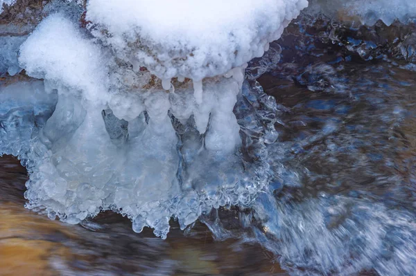 Floden Fryser Till Vintern Min Favorit Del Vintern Med Vår — Stockfoto
