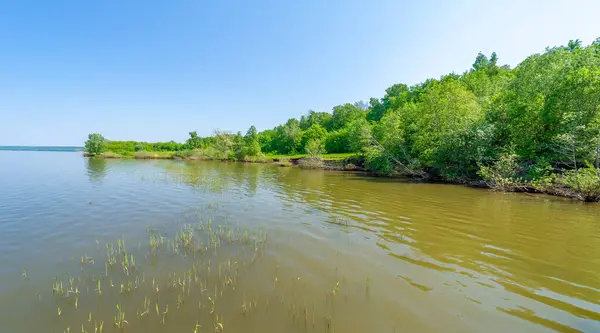 stock image Spring photography, river full flow Kama, blue sky