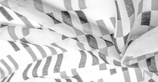 Tecido Seda Branca Com Formas Losango Geométricas Pretas Escuro Contexto — Fotografia de Stock