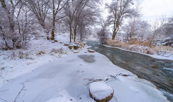Nas Montanhas Inverno Onde Você Pode Desfrutar Idílio Inverno Paz — Fotografia de Stock