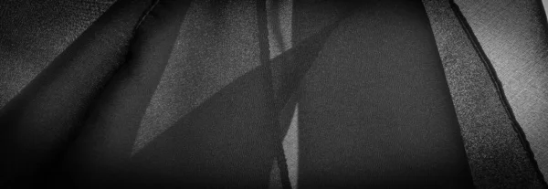 Seda Chiffon Preto Escuro Tecido Macio Transparente Com Uma Leve — Fotografia de Stock