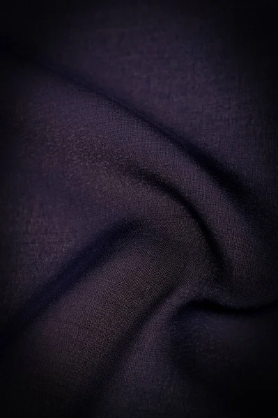 Textura Fondo Seda Gasa Azul Oscuro Tejido Transparente Suave Con — Foto de Stock