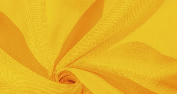 Tekstur Latar Belakang Pola Kain Sutra Warna Kuning Padat Kain — Stok Foto