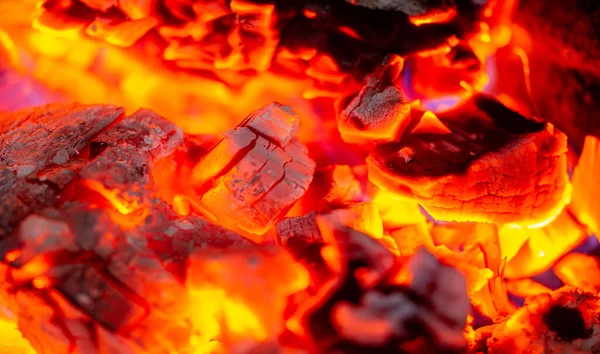 暖炉の火だ 火は私達の感覚のほとんどに有益である 私たちは煙の匂い 輝く光の光景 砕ける丸太の音 肌の暖かさの感じが大好きです — ストック写真