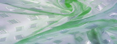 Kare metalle kaplı ipek kumaş platinyum, zümrüt çizgisi kenarlı, pastel aquamarine. desenli arkaplan, desenli kart