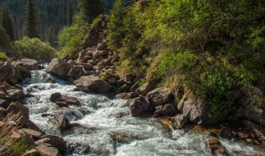 Dağlarda yaz. Dağlık arazide bir nehir. Yaz manzarası. Binlerce yorgun, sinirli, aşırı medeni insan, dağlara gitmenin eve gitmek demek olduğunu anlamaya başlıyor..