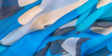 İpek kumaş, çok renkli grunge mavi gri beyaz. bohem baskı, doku, arkaplan, desen