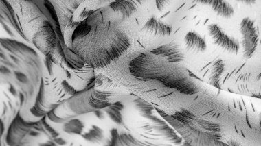 Afrika usulü siyah beyaz ipek kumaş. Tasarımcı, doku deseni, arkaplan koleksiyonu.