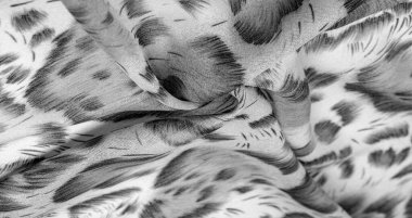 Afrika usulü siyah beyaz ipek kumaş. Tasarımcı, doku deseni, arkaplan koleksiyonu.