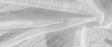 İpek kumaş. Beyaz buruşuk kumaşın dokusu. Beyaz buruşuk, dalgalı yüzey dokusu. Yakın çekim, yumuşak odaklanma. arkaplan, kalıp