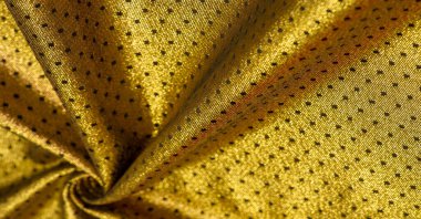 Brocade altın rengidir. Küçük bir polka şeklinde. Brocade genellikle altın ve gümüş ipliklerle renklendirilmiş ipekten yapılan süslü bir mekik kumaşıdır. Rönesans 'ta önemli bir kumaş.