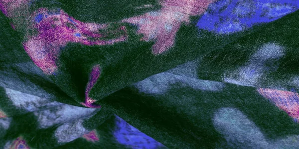 Kelebek desenli yeşil yün kumaş. Yeşil kırmızı mavi. Dekor modern, tekstil sanatı, doku, arkaplan, desen