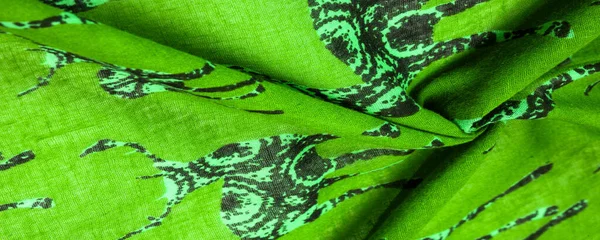 Deer silhouette print green cotton fabric, Modern decor, Textile art, Design, Modern futuristic painting. Texture, background, pattern