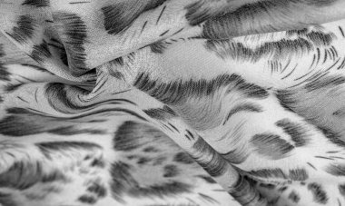 Afrika usulü siyah beyaz ipek kumaş. Tasarımcı, doku deseni, arkaplan koleksiyonu.