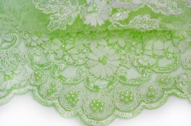 Açık yeşil dantel desenli arka plan. Eski dantel ve safir çizgileri kartpostallarda kullanılabilir. Posta kağıtları ve duvar kağıtları.