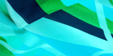 İpek kumaş, mavi çizgili kumaş ve gök mavisi yeşil ve beyaz çizgiler, zarif tasarım. Doku, desen, arkaplan, koleksiyon